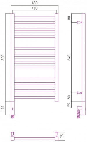Полотенцесушитель электрический Сунержа Модус 3.0 800x400